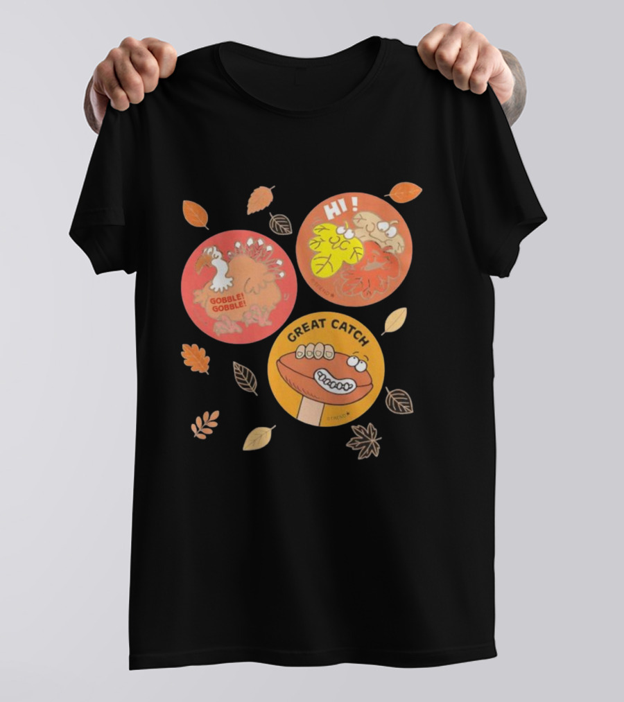 Fall Trio Gobble Gobble Great Catch Leafy Hi T-Shirt