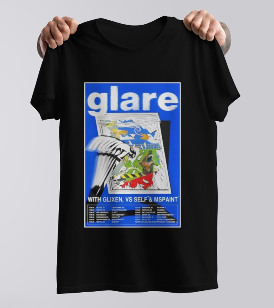 Glare Tour December 2025 With Glixen VS Self MSPAINT Concert Dates T-Shirt