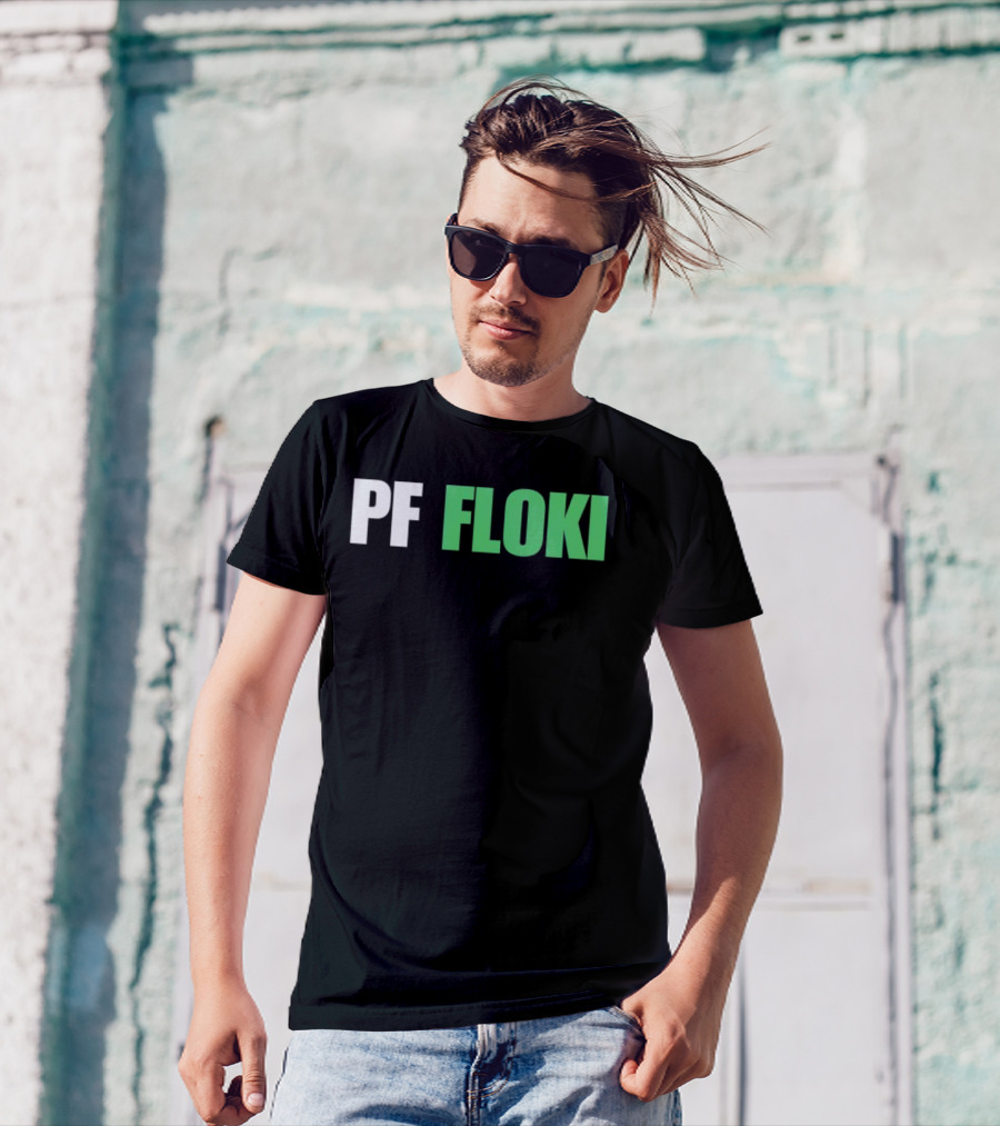 PF Floki Green And White Bold Text T-Shirt