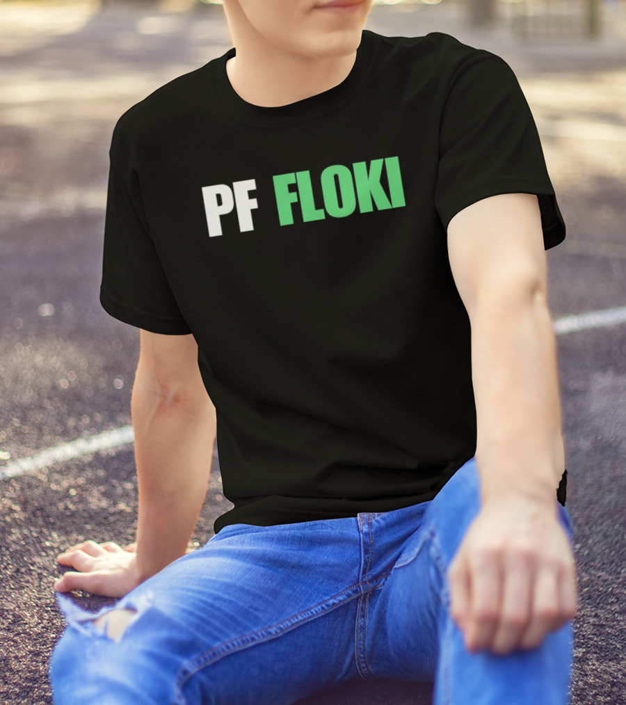 PF Floki Green And White Bold Text T-Shirt