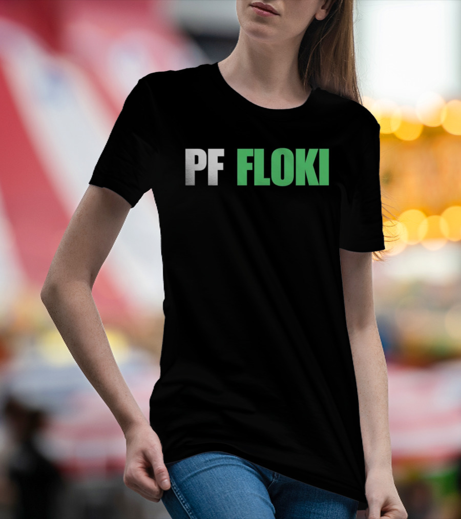 PF Floki Green And White Bold Text T-Shirt