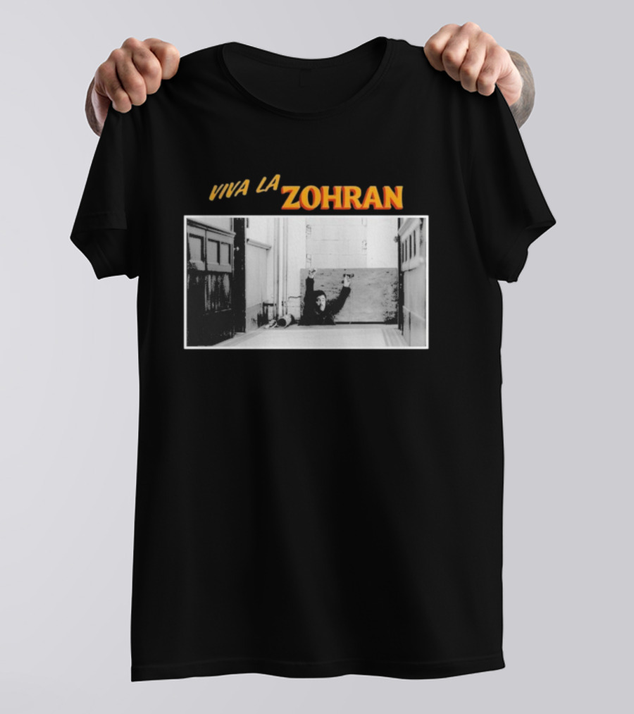 Viva La Zohran Zohran Mamdani Black And White Hallway Enthusiastic Expression T-Shirt