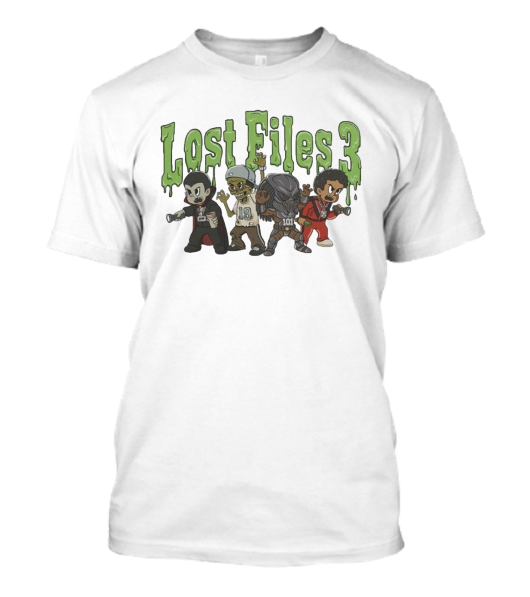 Lost Files 3 Characters With Vampire Zombie Alien Costumes T-Shirt
