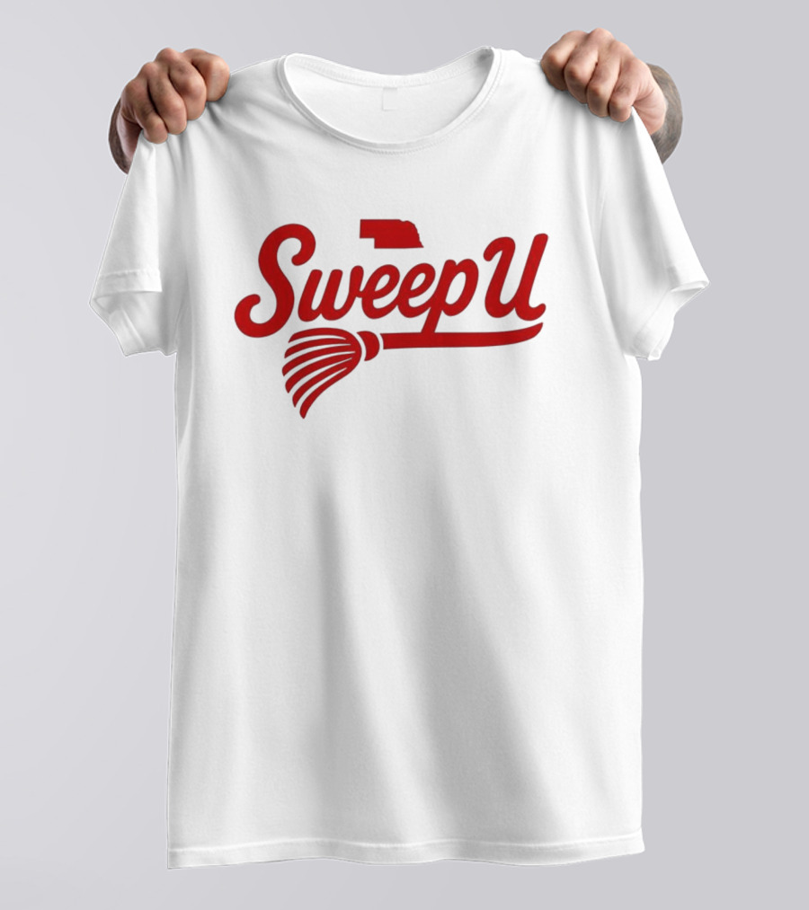 Sweep U Nebraska Cornhuskers Volleyball Broom Logo T-Shirt