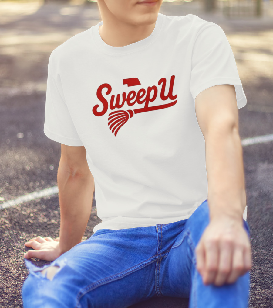 Sweep U Nebraska Cornhuskers Volleyball Broom Logo T-Shirt