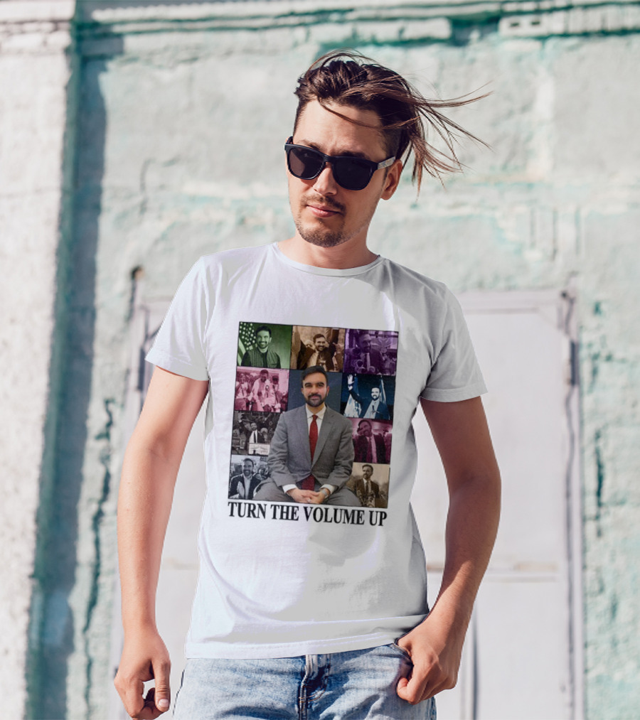 Zohran Mamdani Turn The Volume Up NYC 2026 The Eras Tour Vintage Portrait Collection T-Shirt
