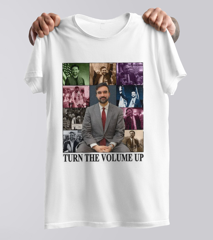 Zohran Mamdani Turn The Volume Up NYC 2026 The Eras Tour Vintage Portrait Collection T-Shirt