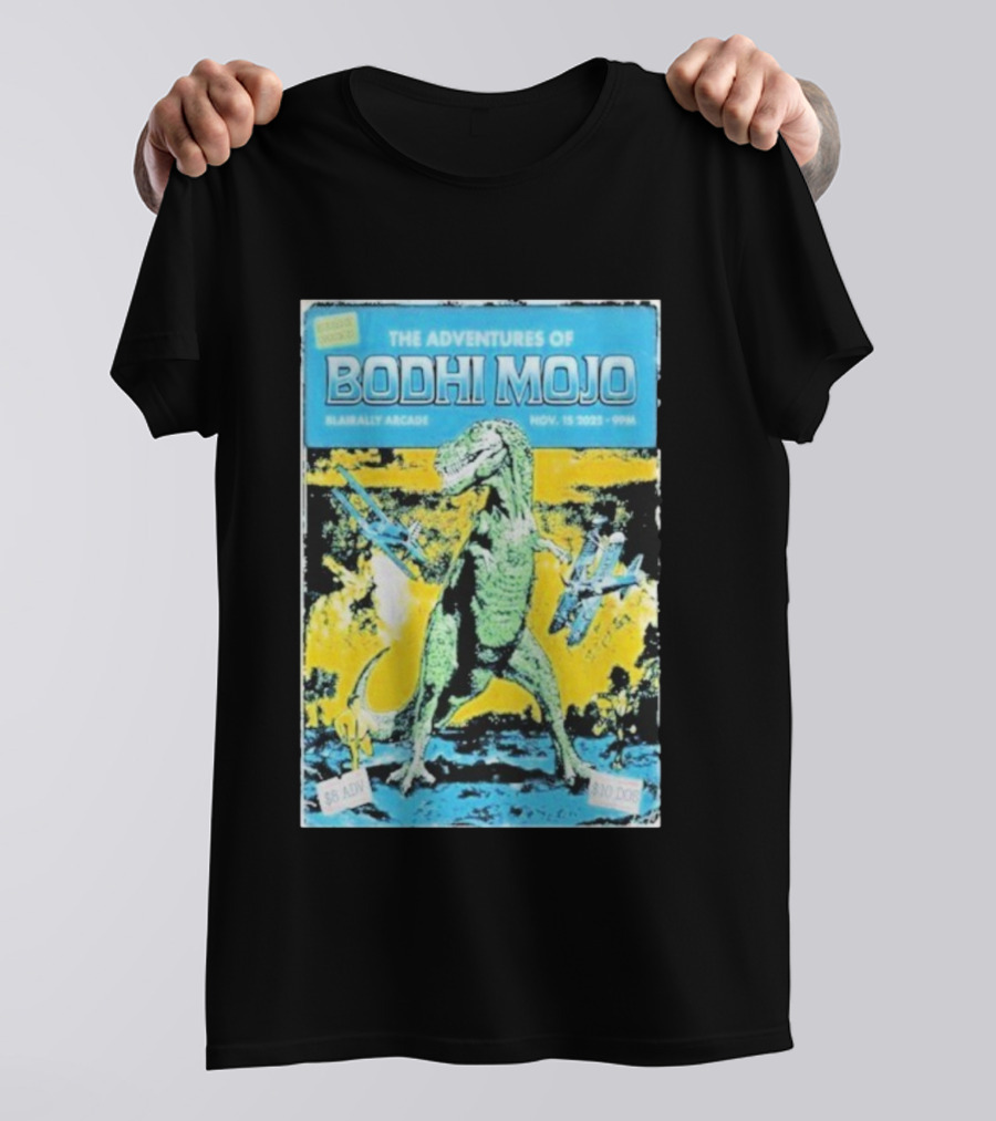 The Adventures Of Bodhi Mojo Nov 15 2025 Blairally Arcade Dinosaur Event T-Shirt
