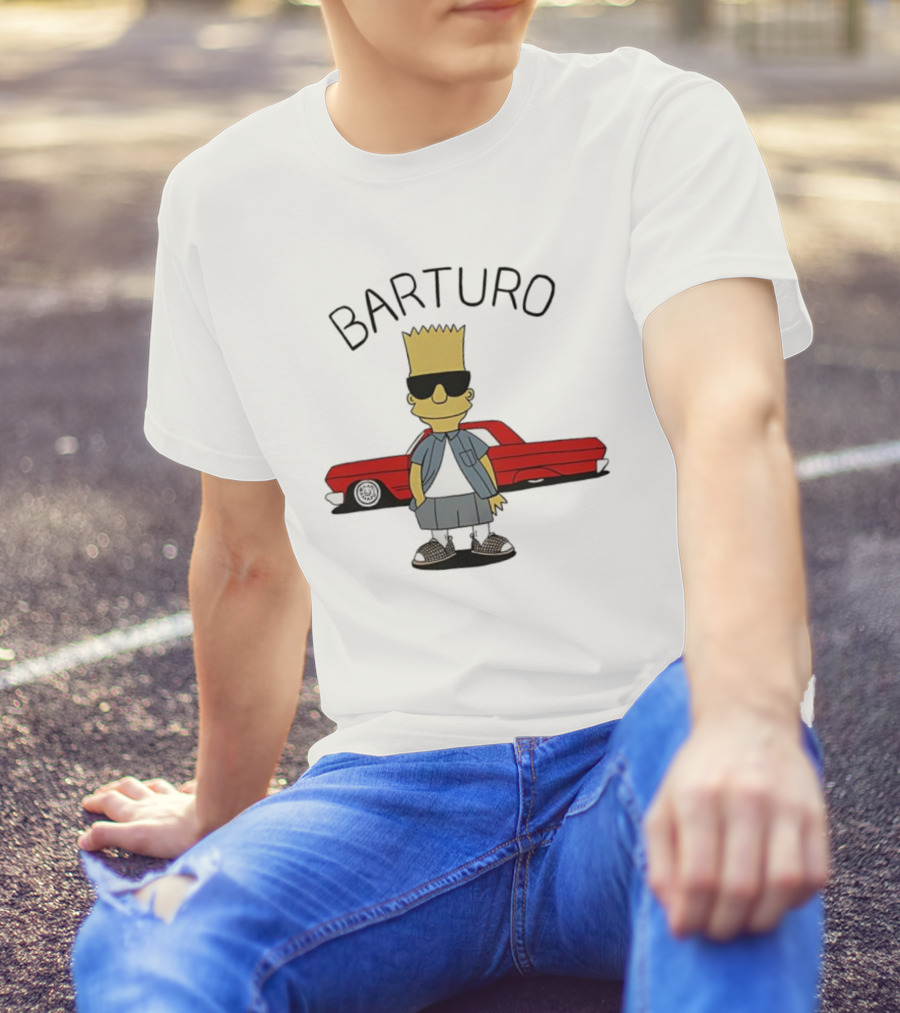 BARTURO Bart Simpson Red Car Iconic Character Parody T-Shirt