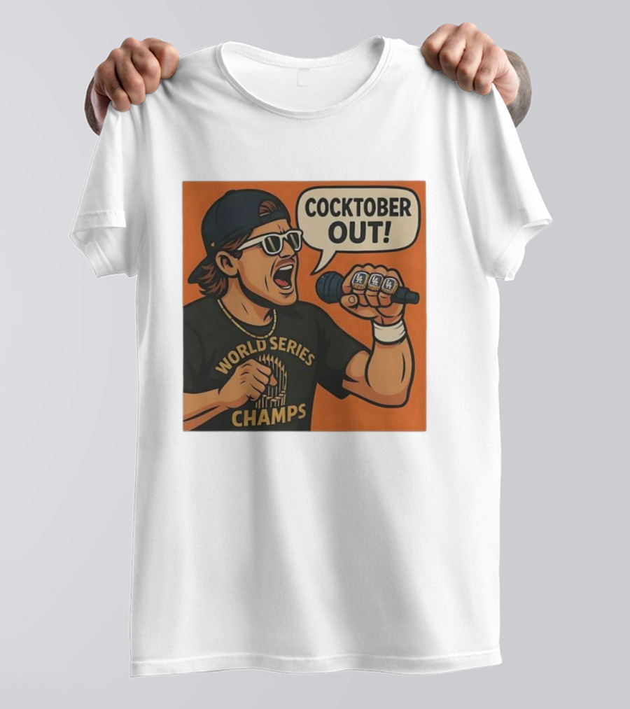Kiké Hernandez Cocktober Out World Series Champs Dodgers Microphone T-Shirt