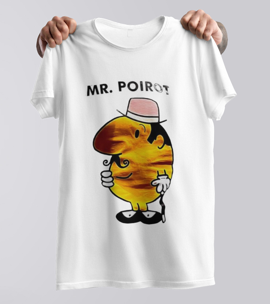 Hercule Poirot Cartoon Character With Pink Bowler Hat T-Shirt