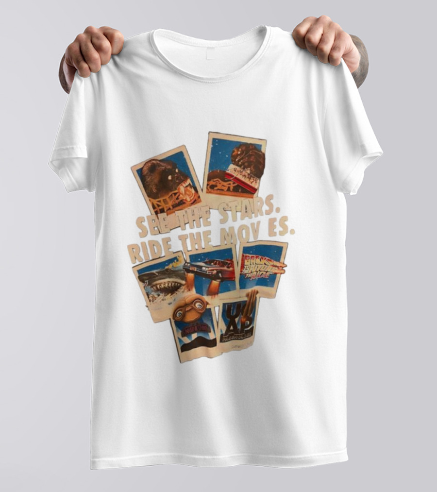 See The Stars Ride The Movies King Kong Jaws E.T. Back To The Future Raiders Of The Lost Ark T-Shirt