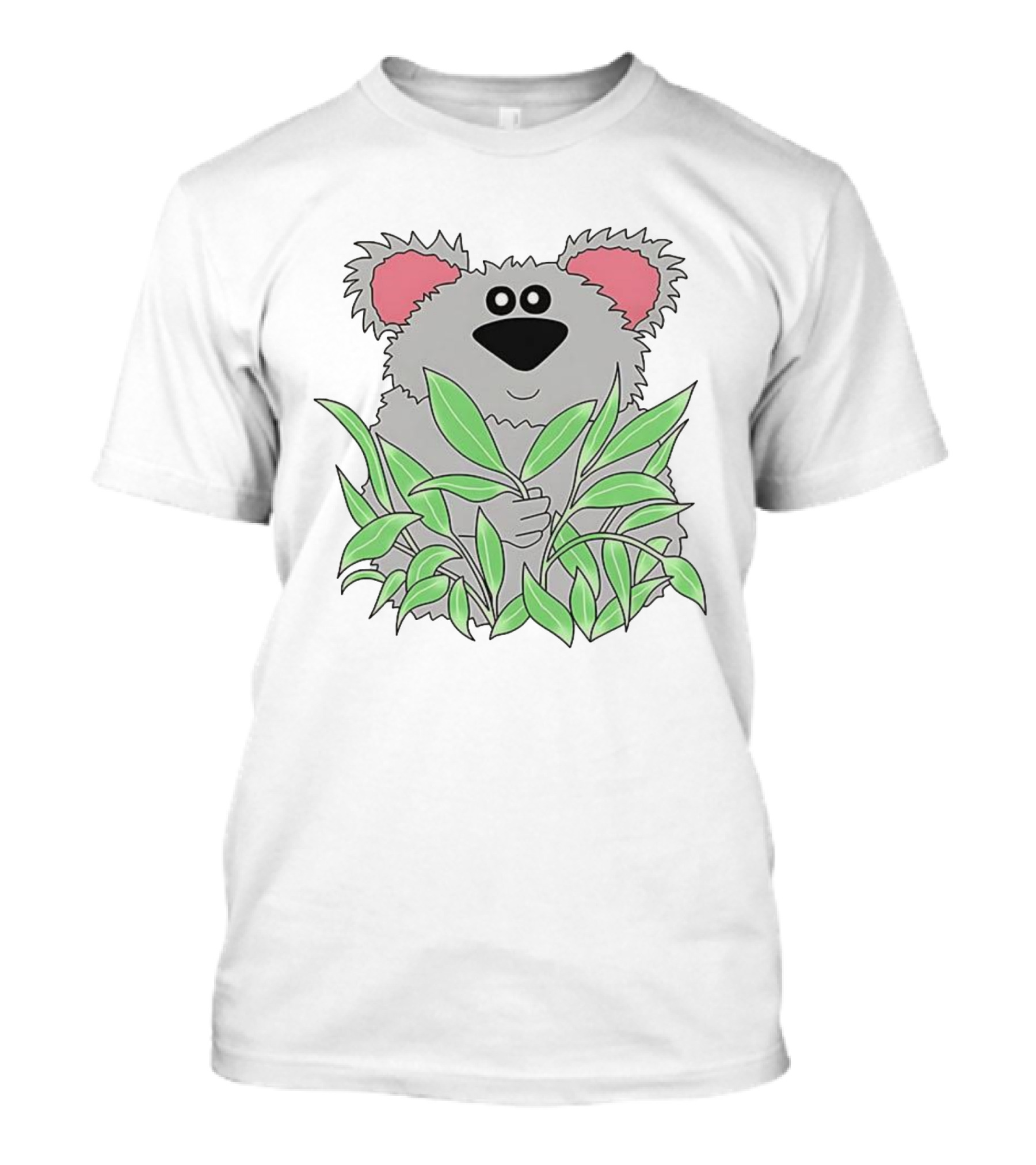 Thrifted Koala Cecile Caldwell Cute Cartoon Koala With Green Leaves T-Shirt