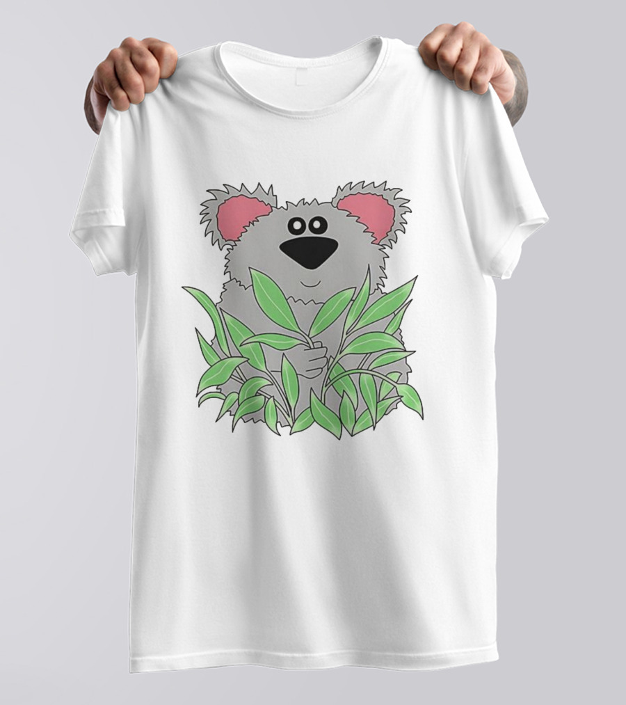 Thrifted Koala Cecile Caldwell Cute Cartoon Koala With Green Leaves T-Shirt