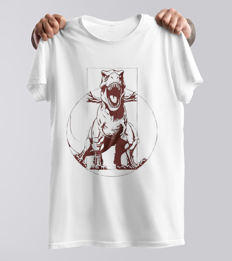 Vitruvian Rex Vintage Leonardo Da Vinci Sketch Parody T-Shirt