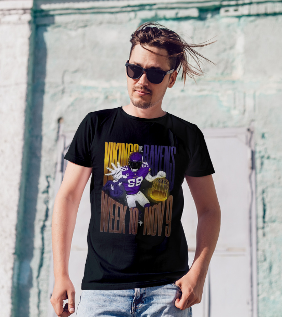 Vikings Vs Ravens Week 10 Nov 9 Football Matchup 58 T-Shirt