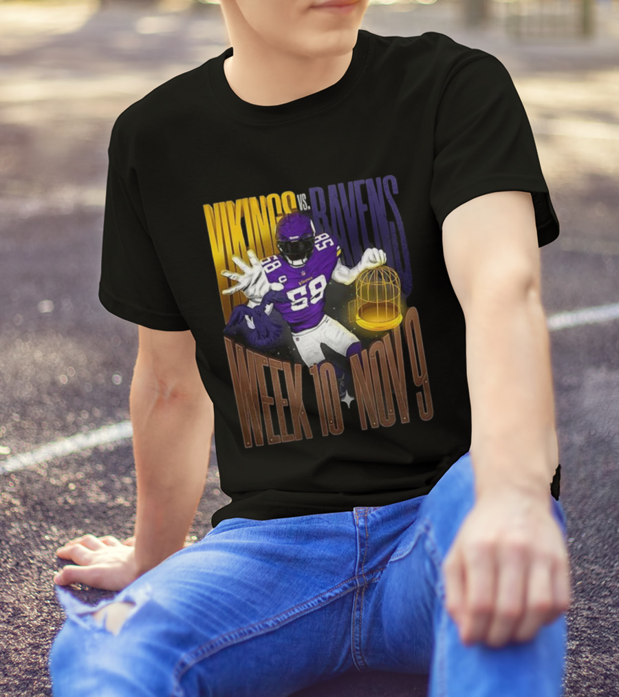 Vikings Vs Ravens Week 10 Nov 9 Football Matchup 58 T-Shirt