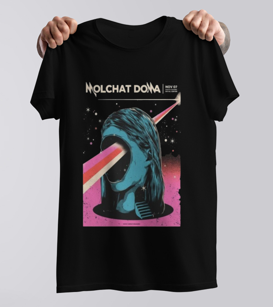 Molchat Doma November 7 2025 Royal Center Bogotá Colombia Head Psychedelic Laser Art Scene T-Shirt