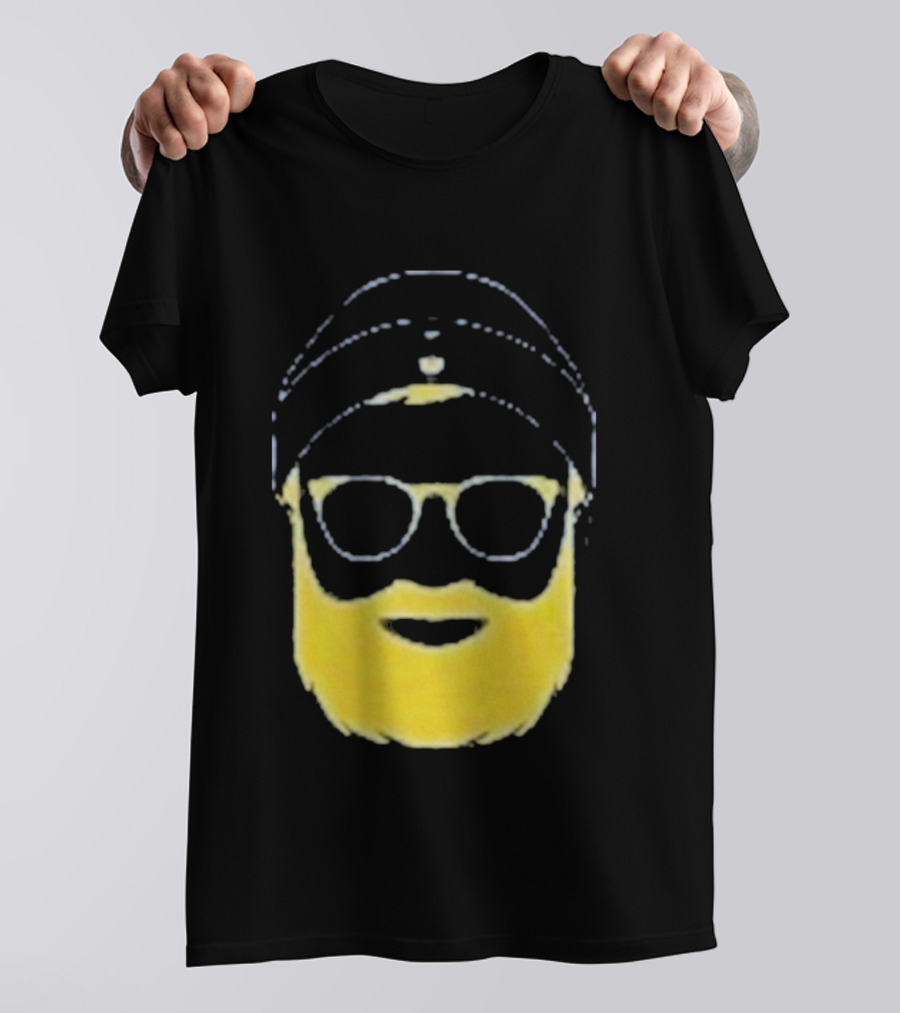 Letterman Beard Glasses Beanie Icon Sketch T-Shirt