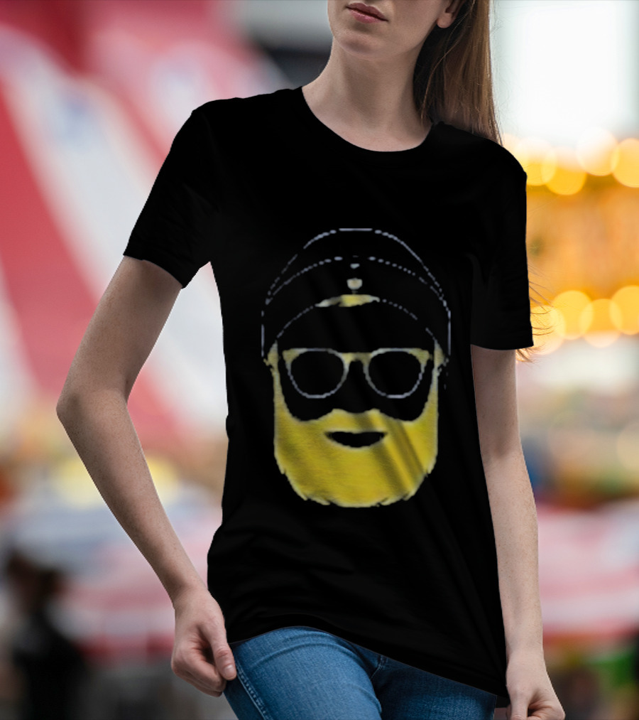 Letterman Beard Glasses Beanie Icon Sketch T-Shirt