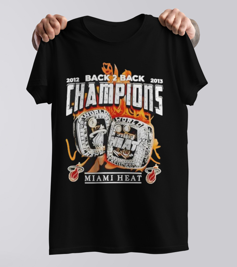2012 2013 Back 2 Back Champions Miami Heat Rings T-Shirt