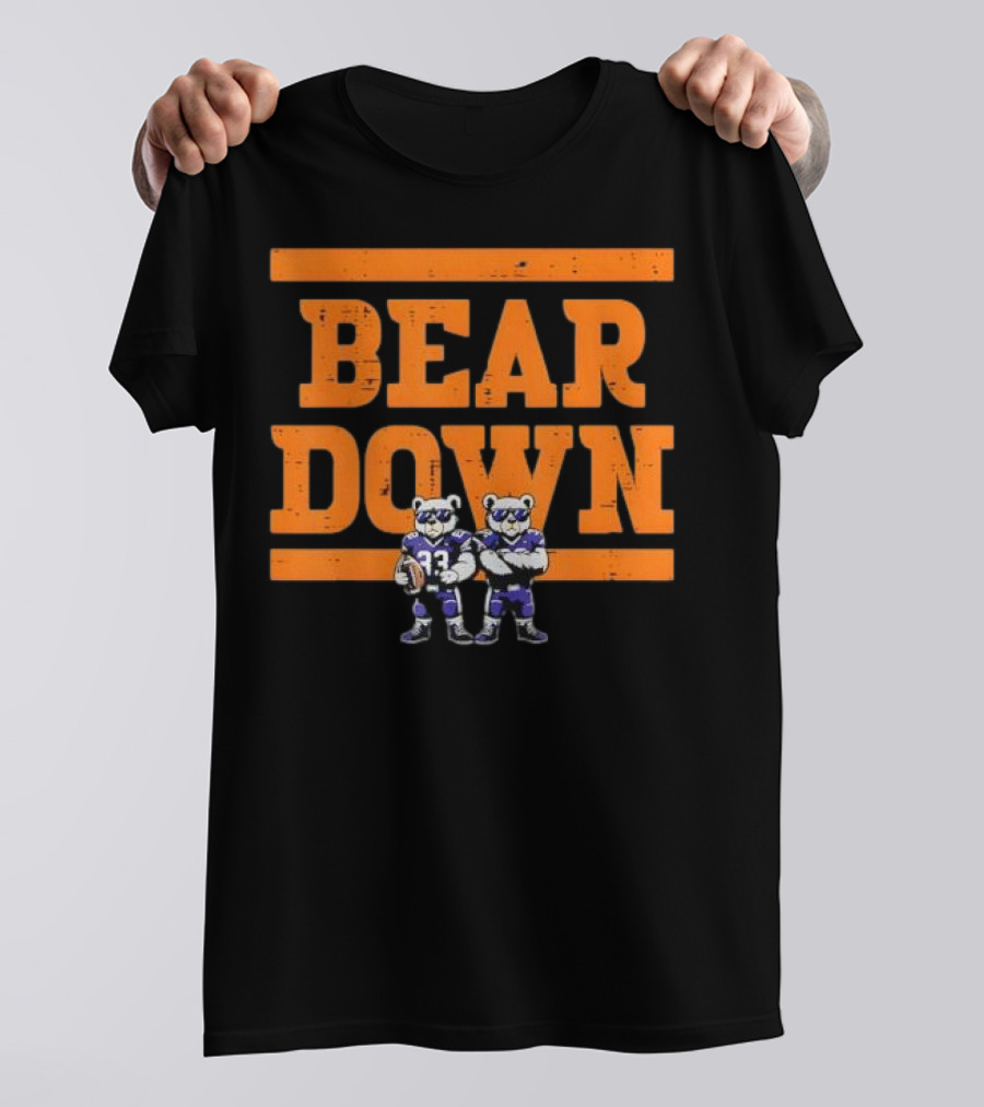 Bear Down Bears Football Blue And Orange Team Spirit T-Shirt