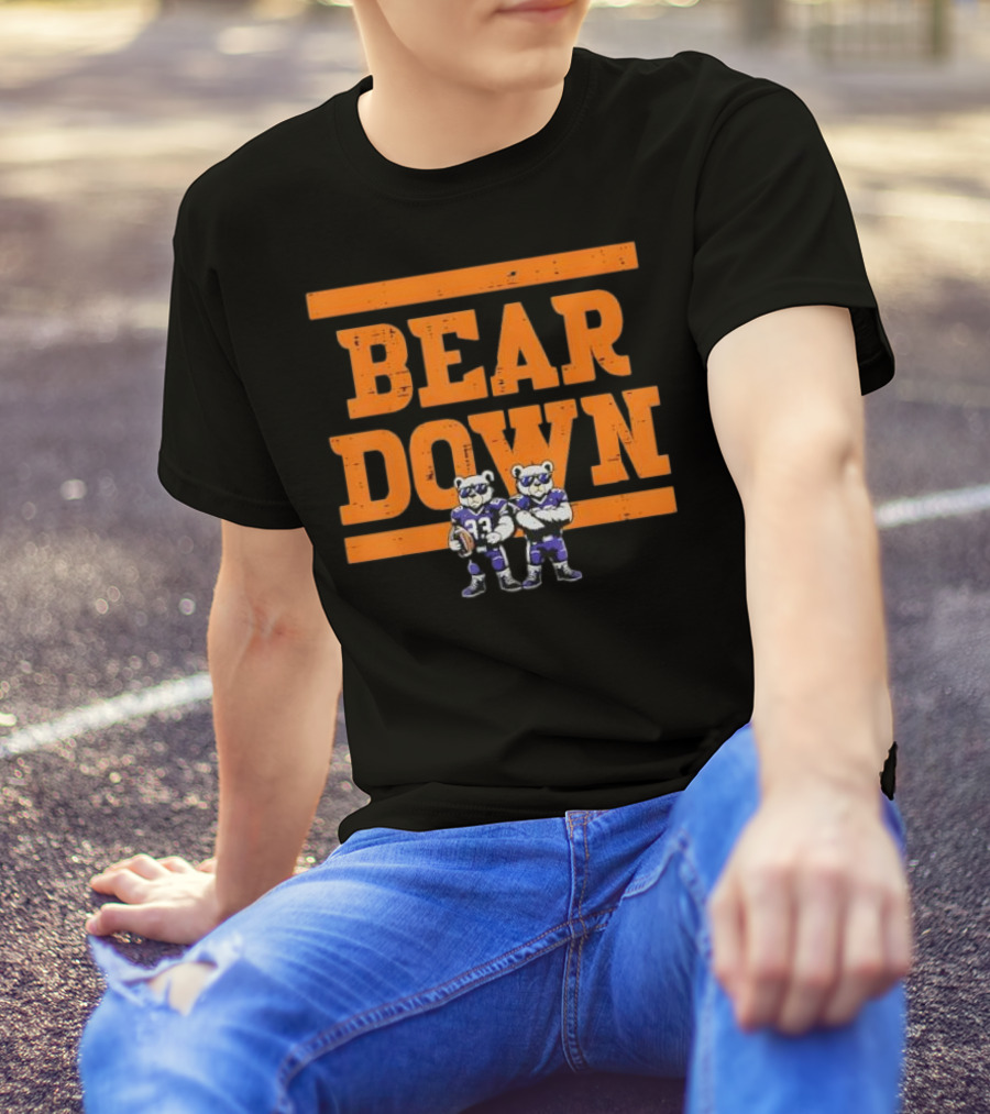 Bear Down Bears Football Blue And Orange Team Spirit T-Shirt