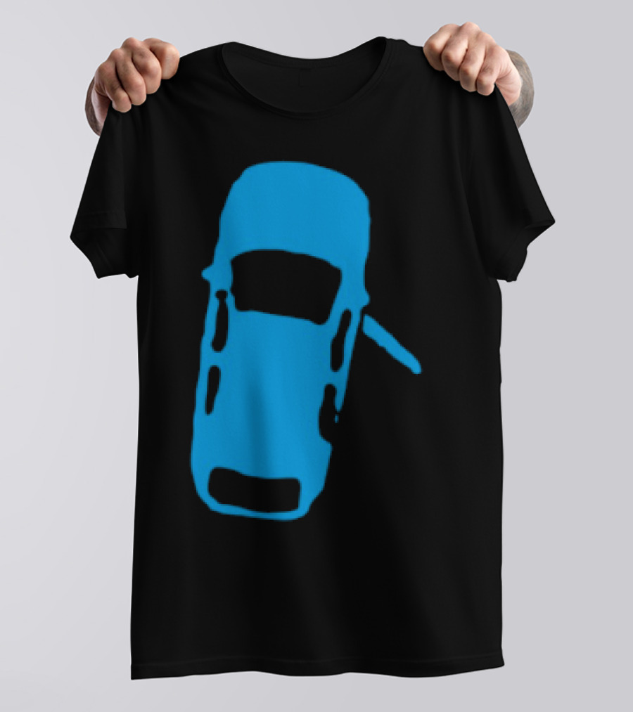 Door Ajar Blue Car Overhead Angle Vintage Style T-Shirt