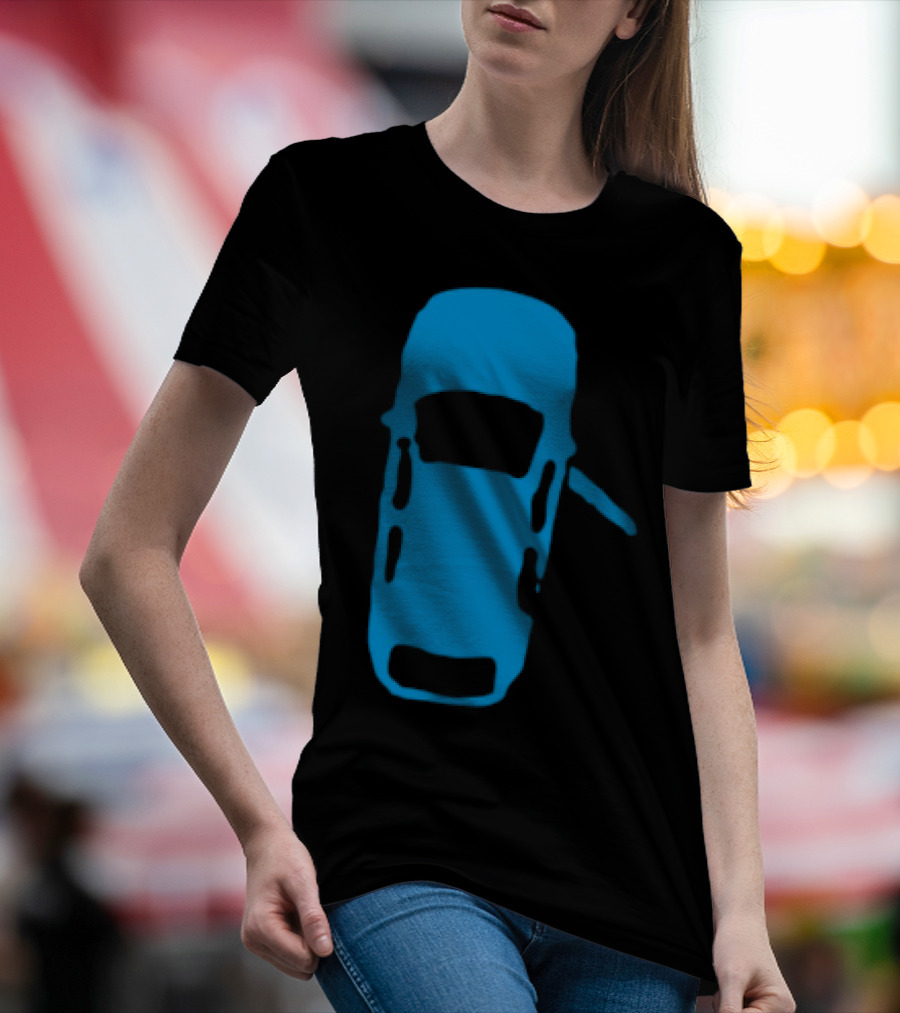 Door Ajar Blue Car Overhead Angle Vintage Style T-Shirt