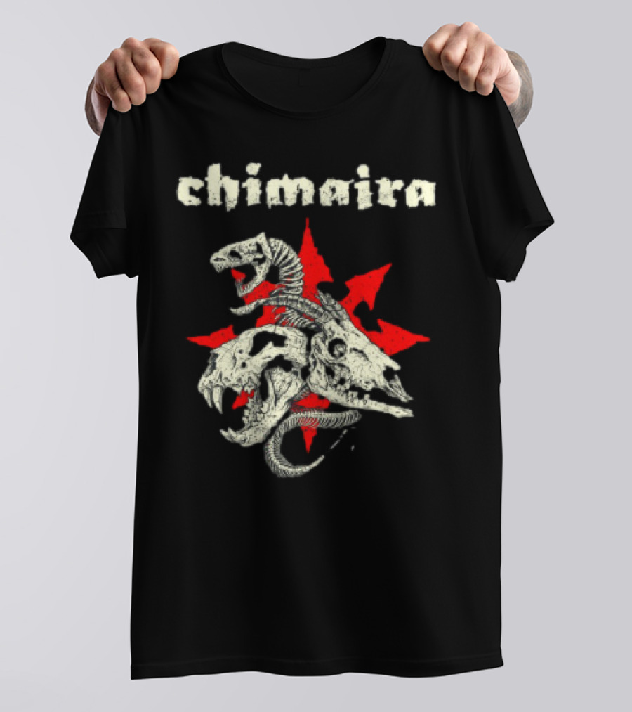 Chimaira Skull Chimairaband Red Star Three-Headed Creature T-Shirt