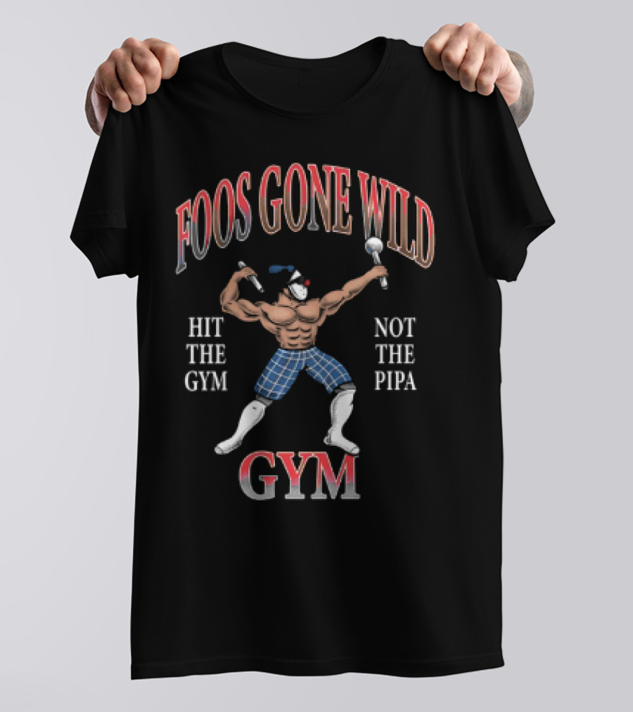 Foos Gone Wild Hit The Gym Not The Pipa Gym Bodybuilder Clown Motif T-Shirt