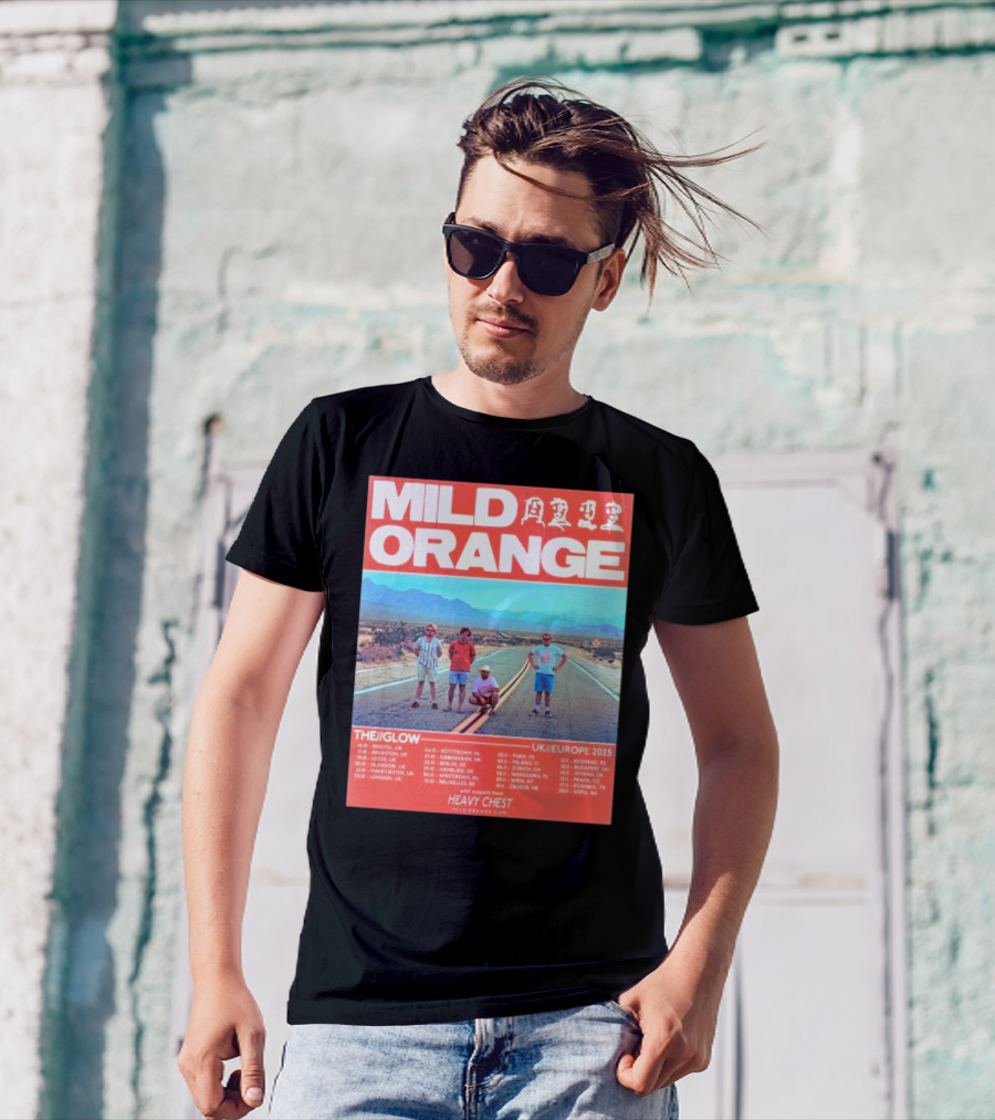 Mild Orange The Glow Tour UK Europe 2025 Dates Heavy Chest Support T-Shirt