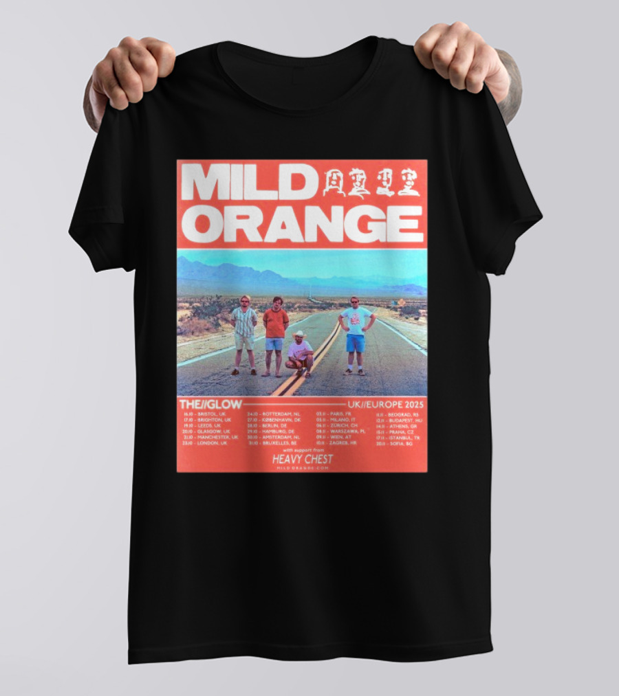 Mild Orange The Glow Tour UK Europe 2025 Dates Heavy Chest Support T-Shirt