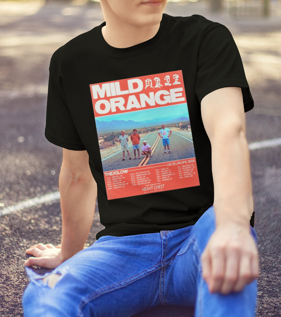 Mild Orange The Glow Tour UK Europe 2025 Dates Heavy Chest Support T-Shirt