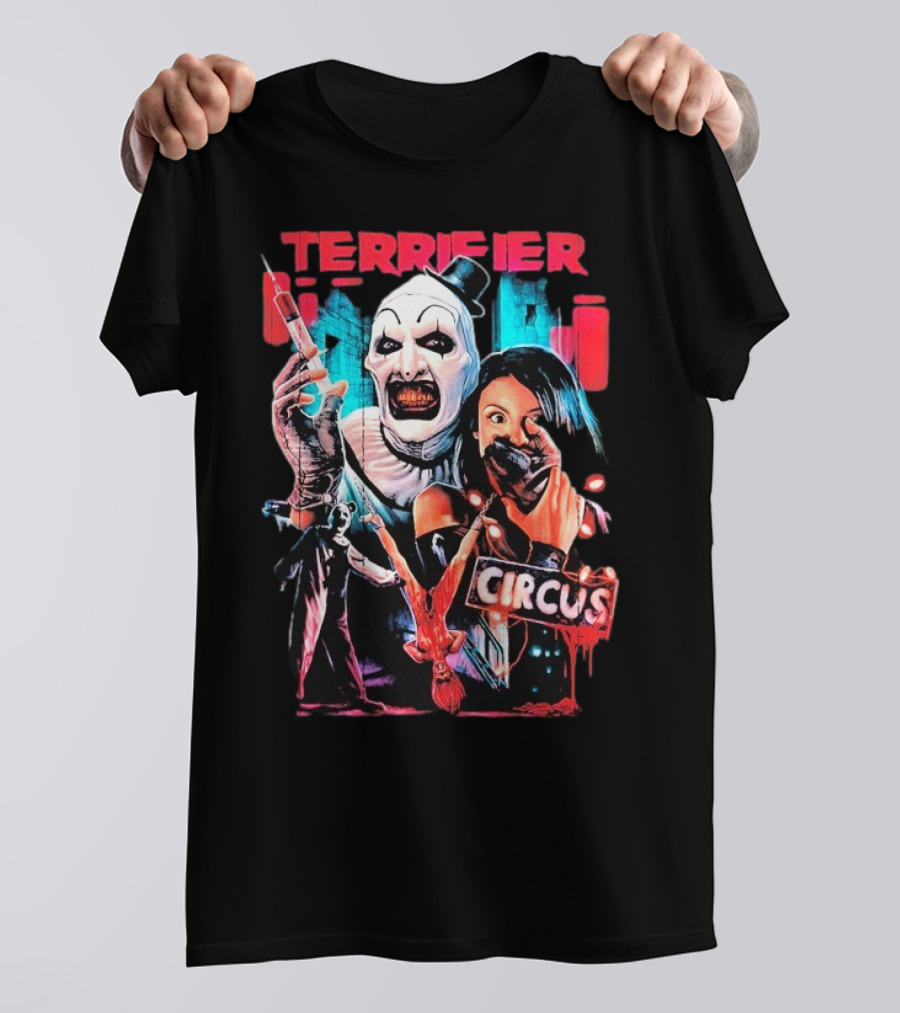 Terrifier Circus Horror Clown Costume And Horror Movie Imagery T-Shirt