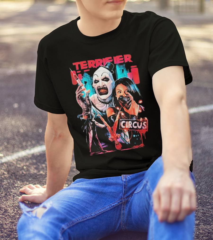 Terrifier Circus Horror Clown Costume And Horror Movie Imagery T-Shirt