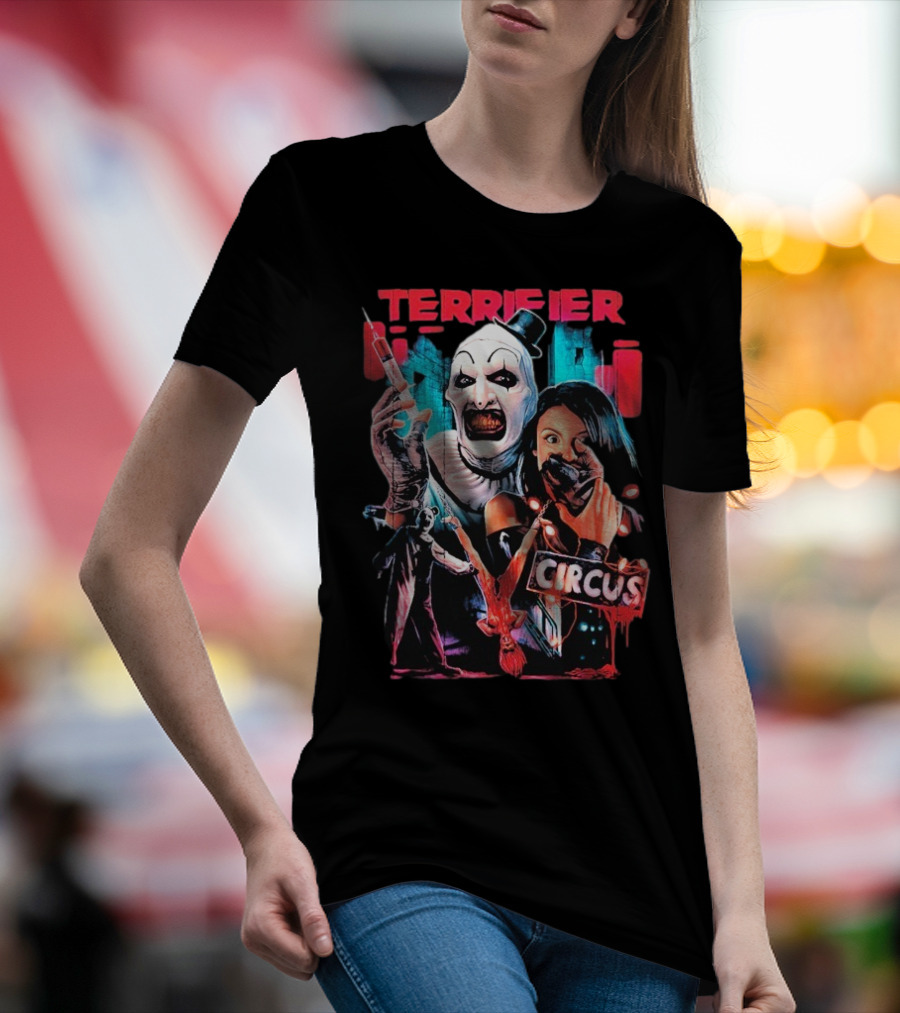 Terrifier Circus Horror Clown Costume And Horror Movie Imagery T-Shirt