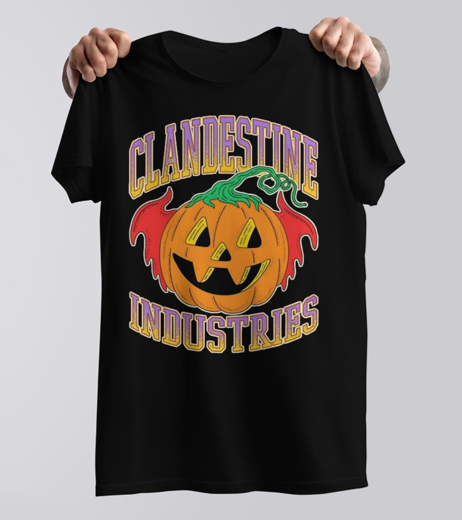 Clandestine Industries Halloween Bat Pumpkin T-Shirt