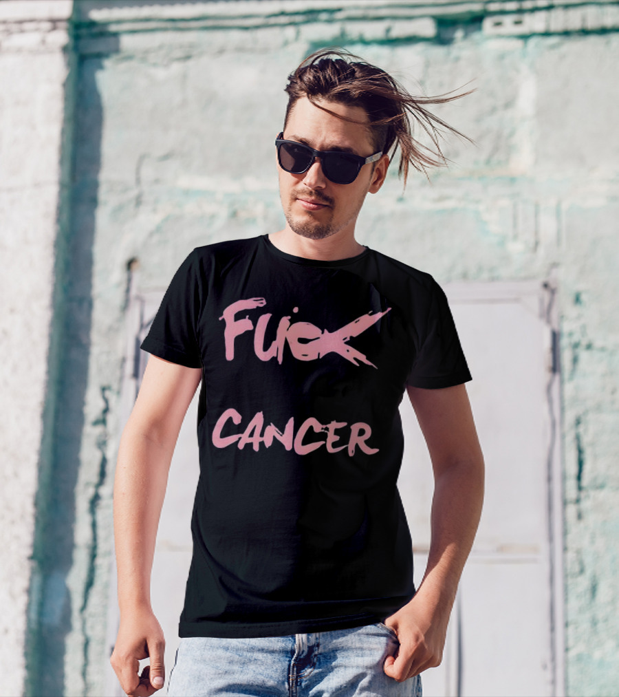 Daren Bates Fuck Cancer Pink Bold Statement T-Shirt