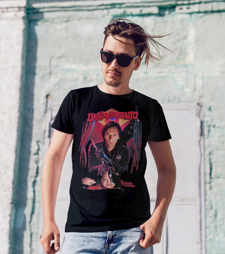 Dario Argento The Maestro Of Horror With Dark Raven And Creepy Doll Head T-Shirt