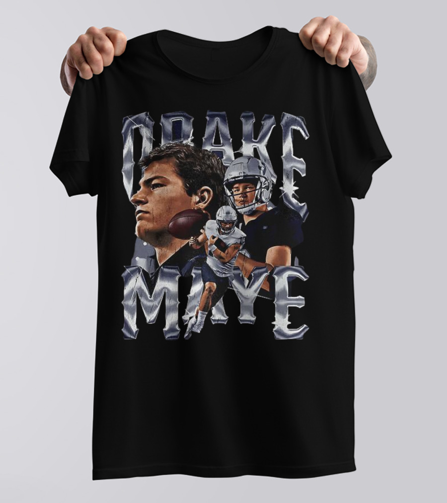 Drake Maye Football Player Vintage Bling Style T-Shirt
