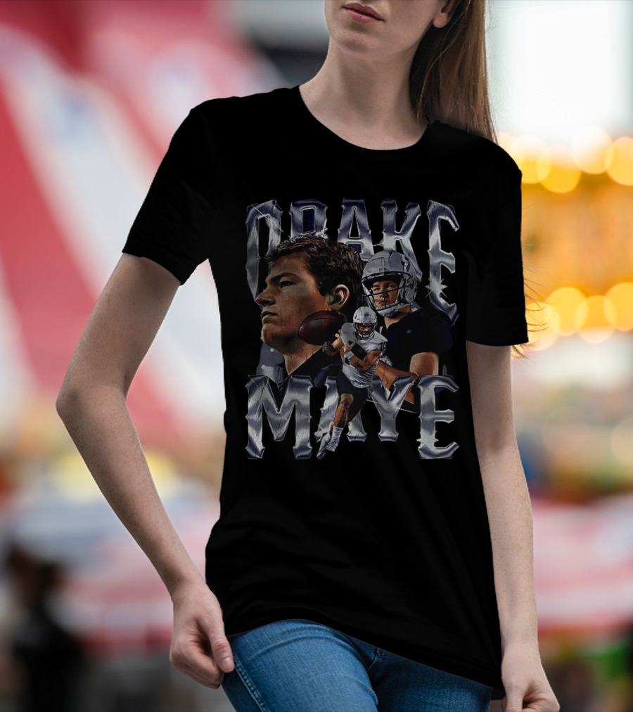 Drake Maye Football Player Vintage Bling Style T-Shirt