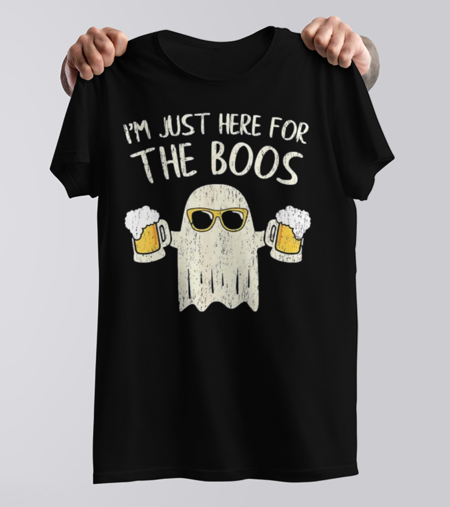 I'm Just Here For The Boos Funny Ghost Sunglasses Beer S T-Shirt