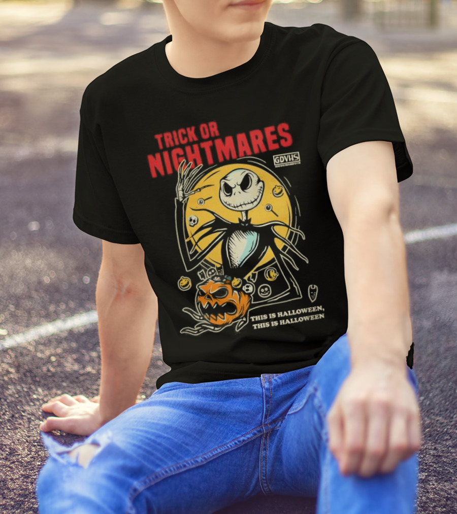 Trick Or Nightmares Jack Skellington Halloween Scary Pumpkin Horror Spooky T-Shirt