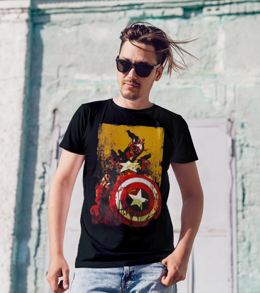 Marvel Zombies Captain America With Crows And Shield T-Shirt