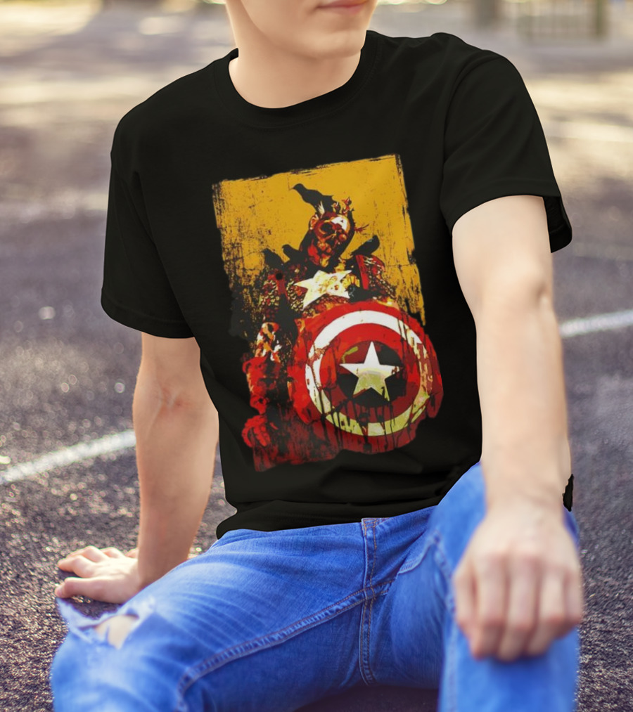 Marvel Zombies Captain America With Crows And Shield T-Shirt