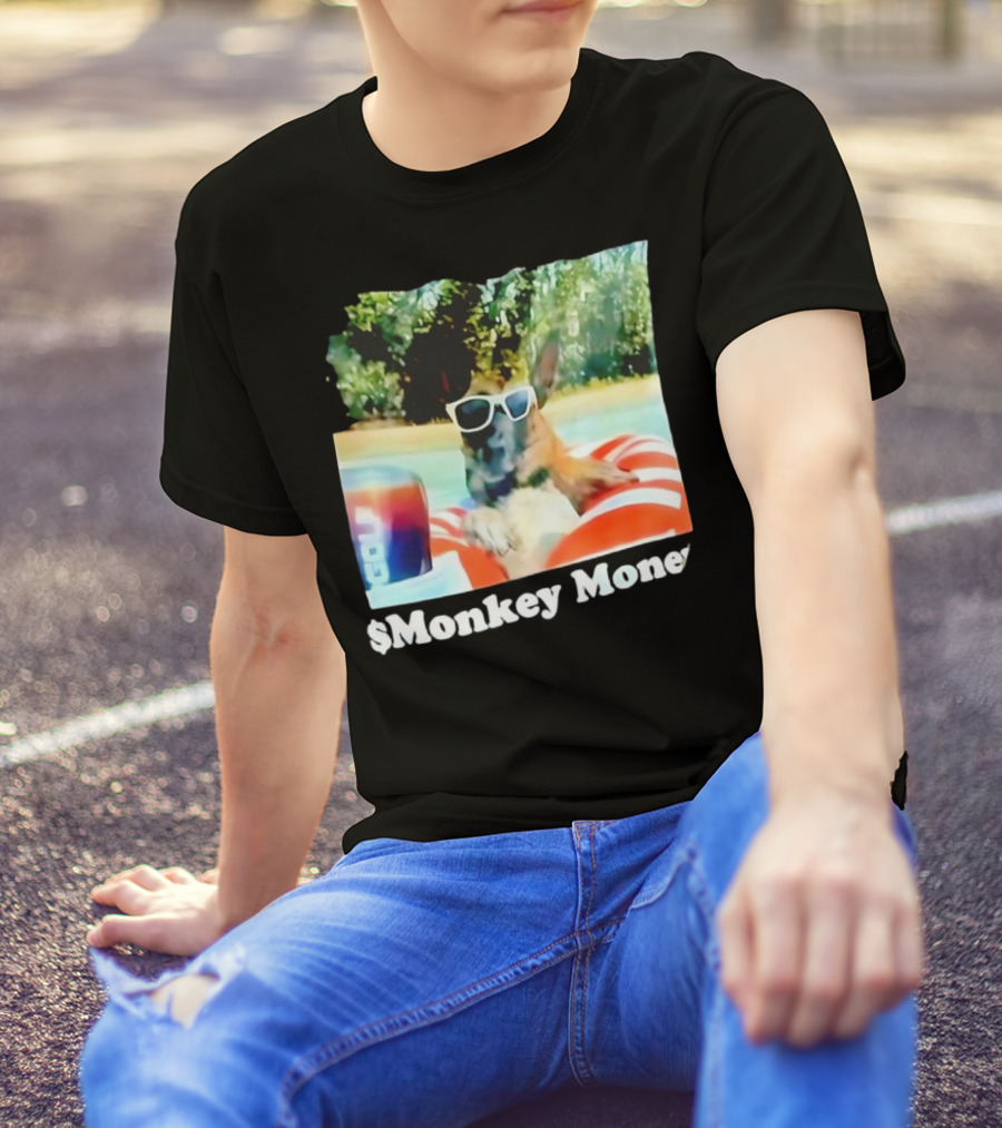 Monkey Money Dog German Shepherd Sunglasses Pool Float Chill T-Shirt