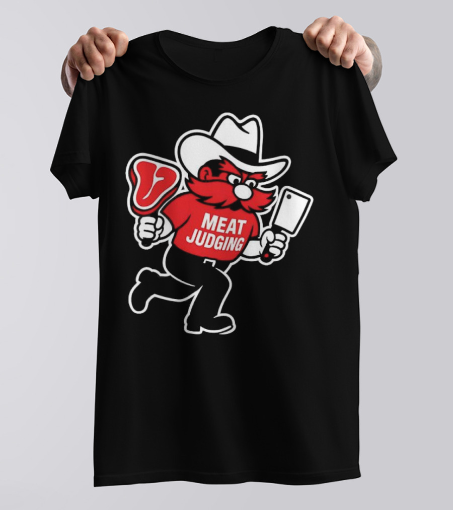 Raider Red Meat Judging Steak Cleaver Cowboy Hat T-Shirt