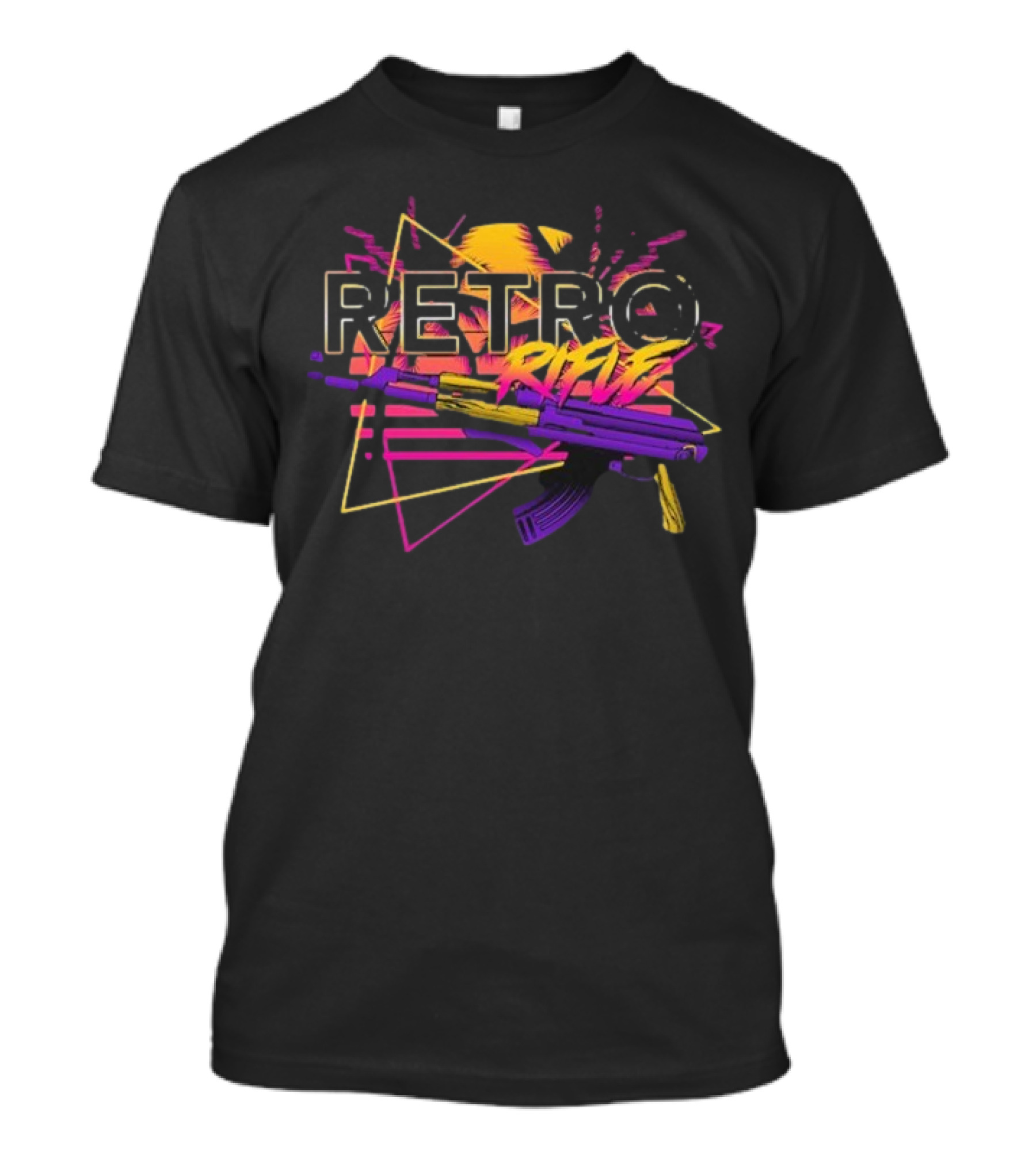 Retro Rifle Graffiti AK-47 Neon Aesthetic T-Shirt