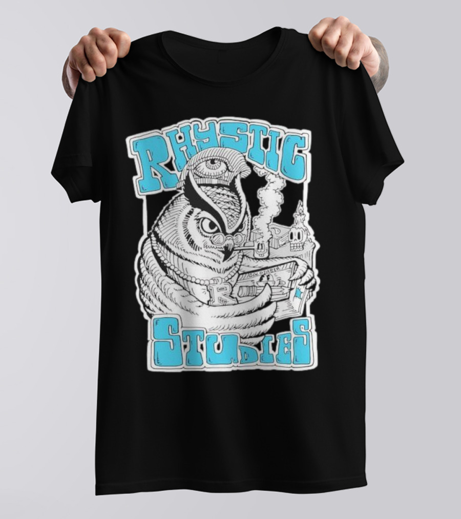 Rhystic Studies Owl Smoking Pipe Reading Book Goldsaber Collaboration T-Shirt